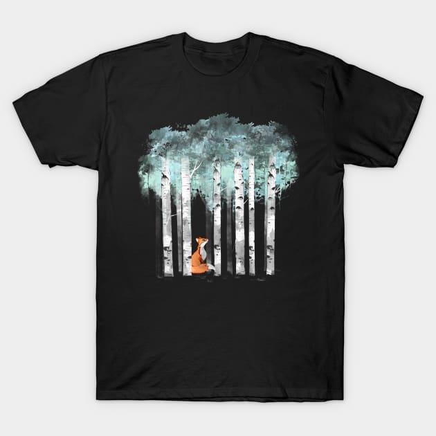 Rex Fox in the forest watercolor T-Shirt by Collagedream